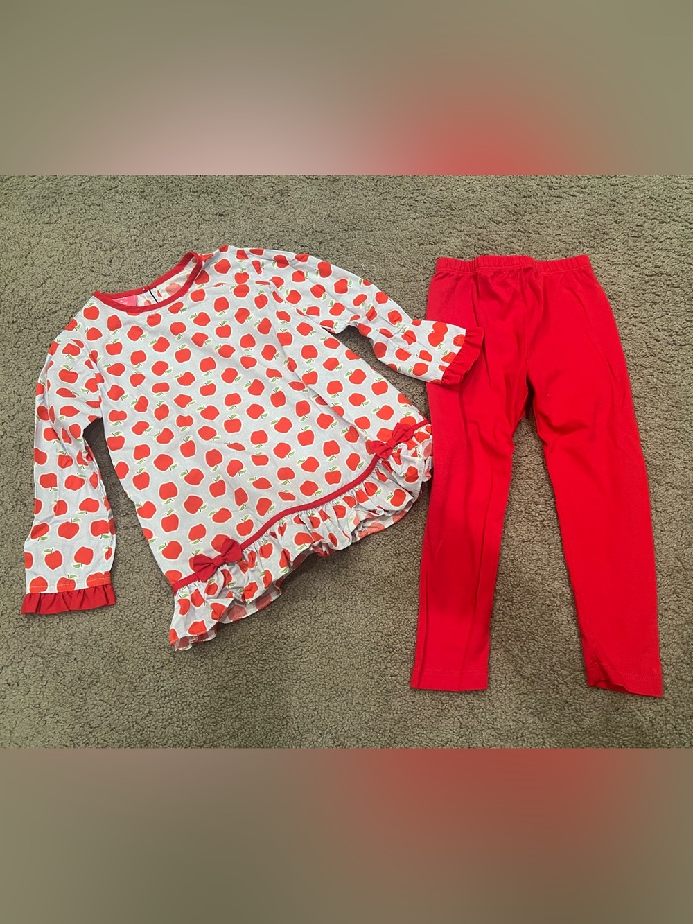 Claire & Charlie Red Apples Pants Set